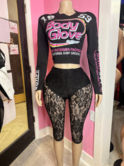 Floral Mesh Capri Leggings- Black