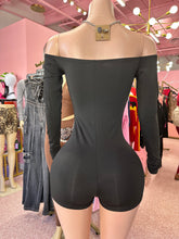 Cutout Temptation Off-Shoulder Lace-Up Romper – Black