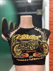 Lengendary Vintage Crop Top- Black