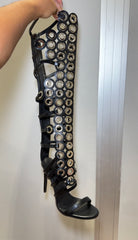 Pre-Order Renegade Grommet Gladiator Stiletto Heels – Black