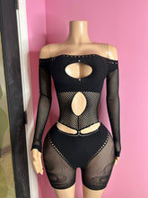 Keep It Juicy Mesh Poster Girl Romper- Black