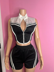 Scuba Mock Neck Zip Top & Shorts Set- Various Colors
