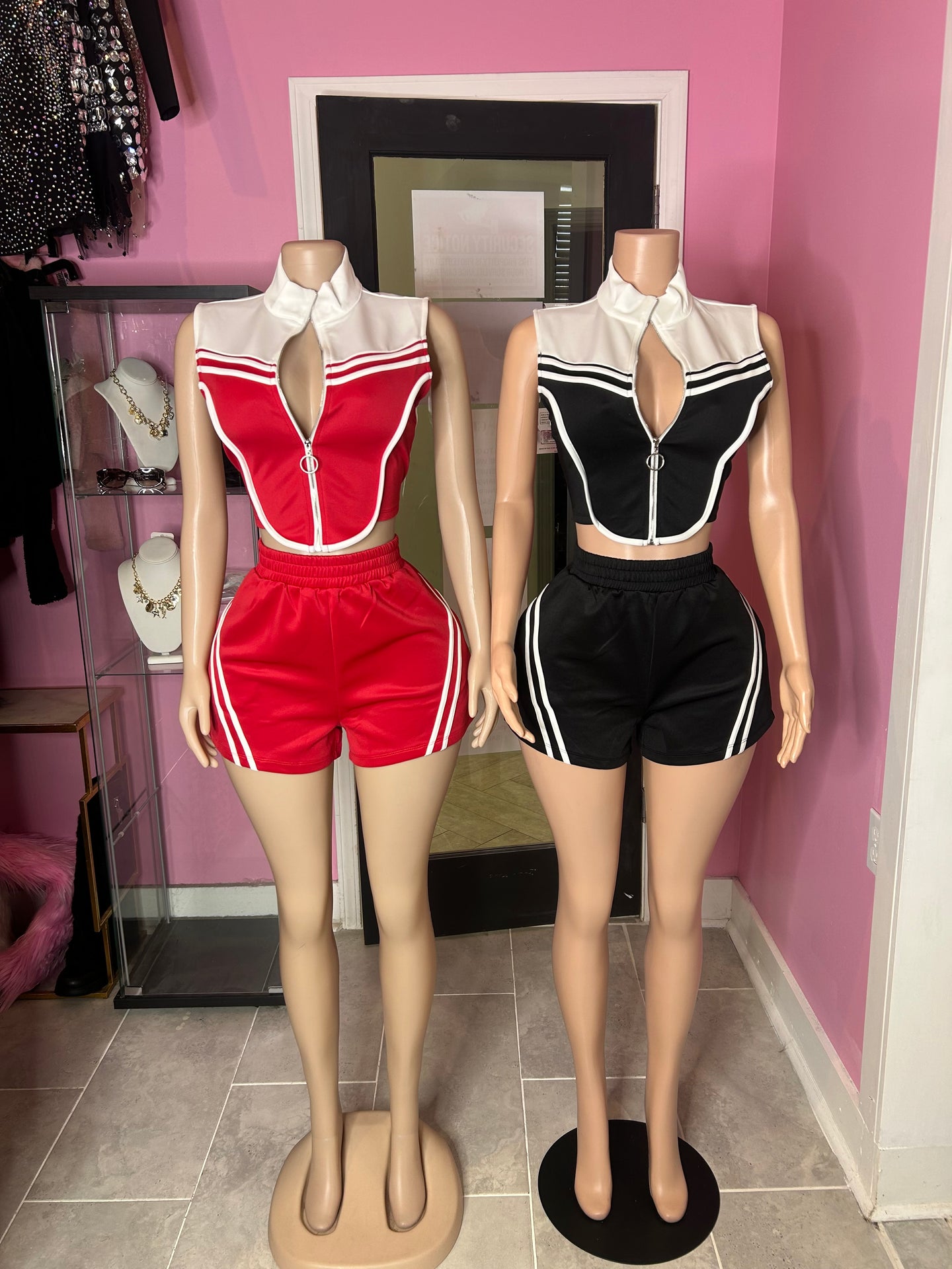 Scuba Mock Neck Zip Top & Shorts Set- Various Colors