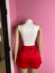 Scuba Mock Neck Zip Top & Shorts Set- Various Colors