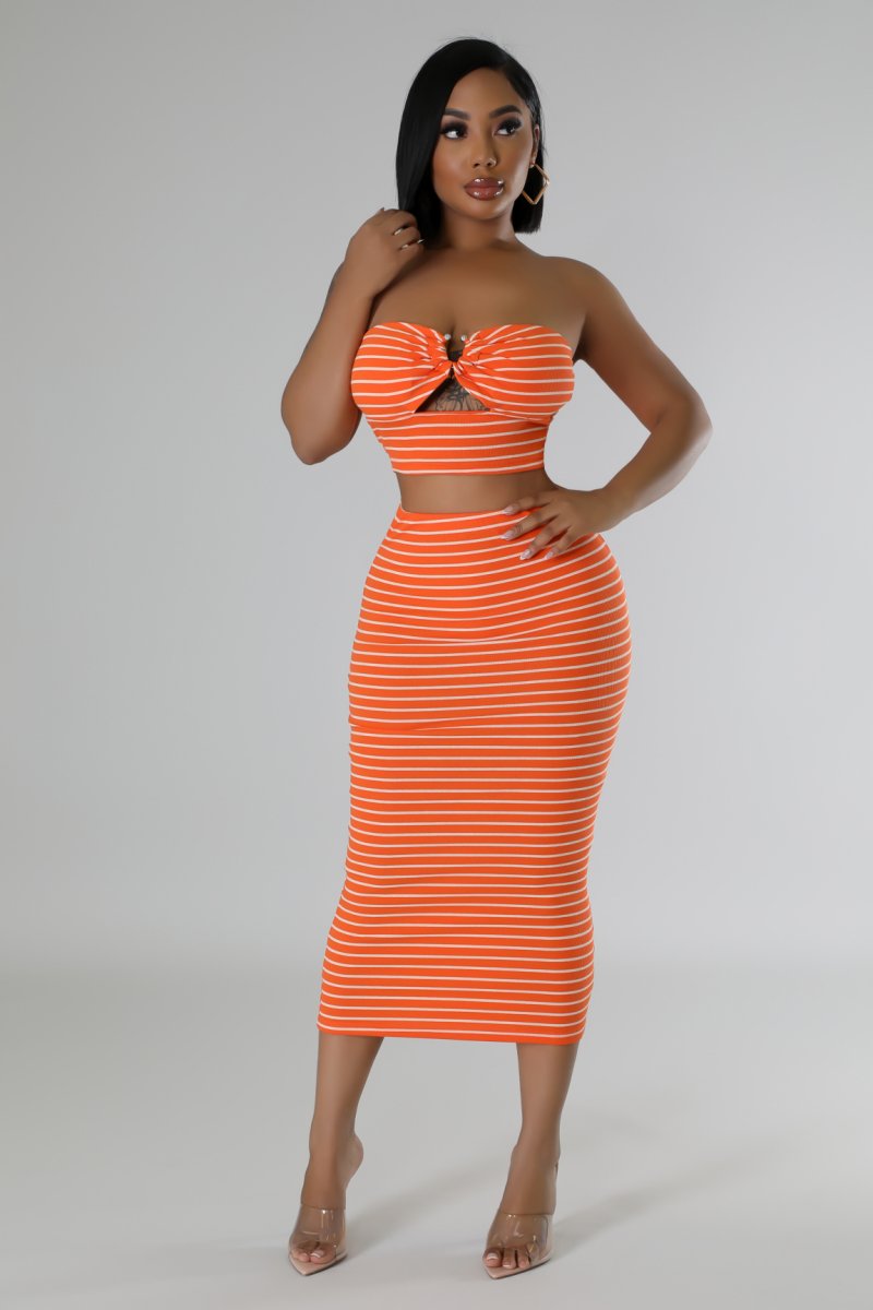 Switching Lanes Skirt Set- Orange