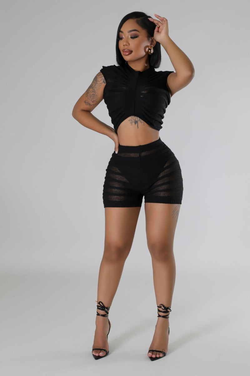 Out Of Sight Shorts Set- Black