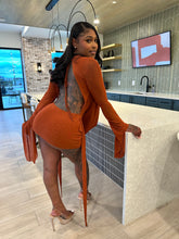 Drip Effect Drape Mini Dress- Rust