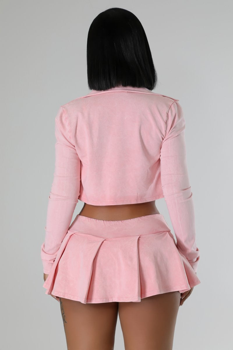 Remember Me Pleated Mini Skirt 3PC Set- Blush