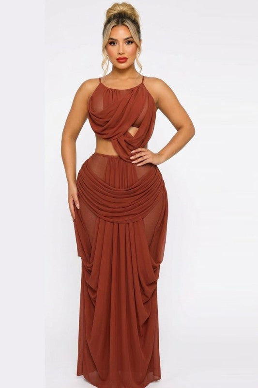 Private Affair Cutout Dress – Rust
