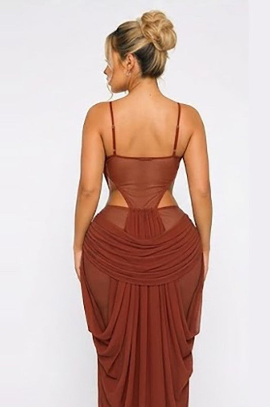 Private Affair Cutout Dress – Rust