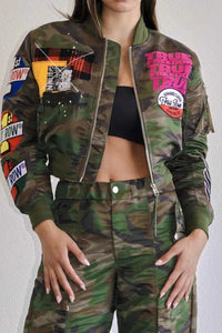 Camo Patchwork Bomber Jacket