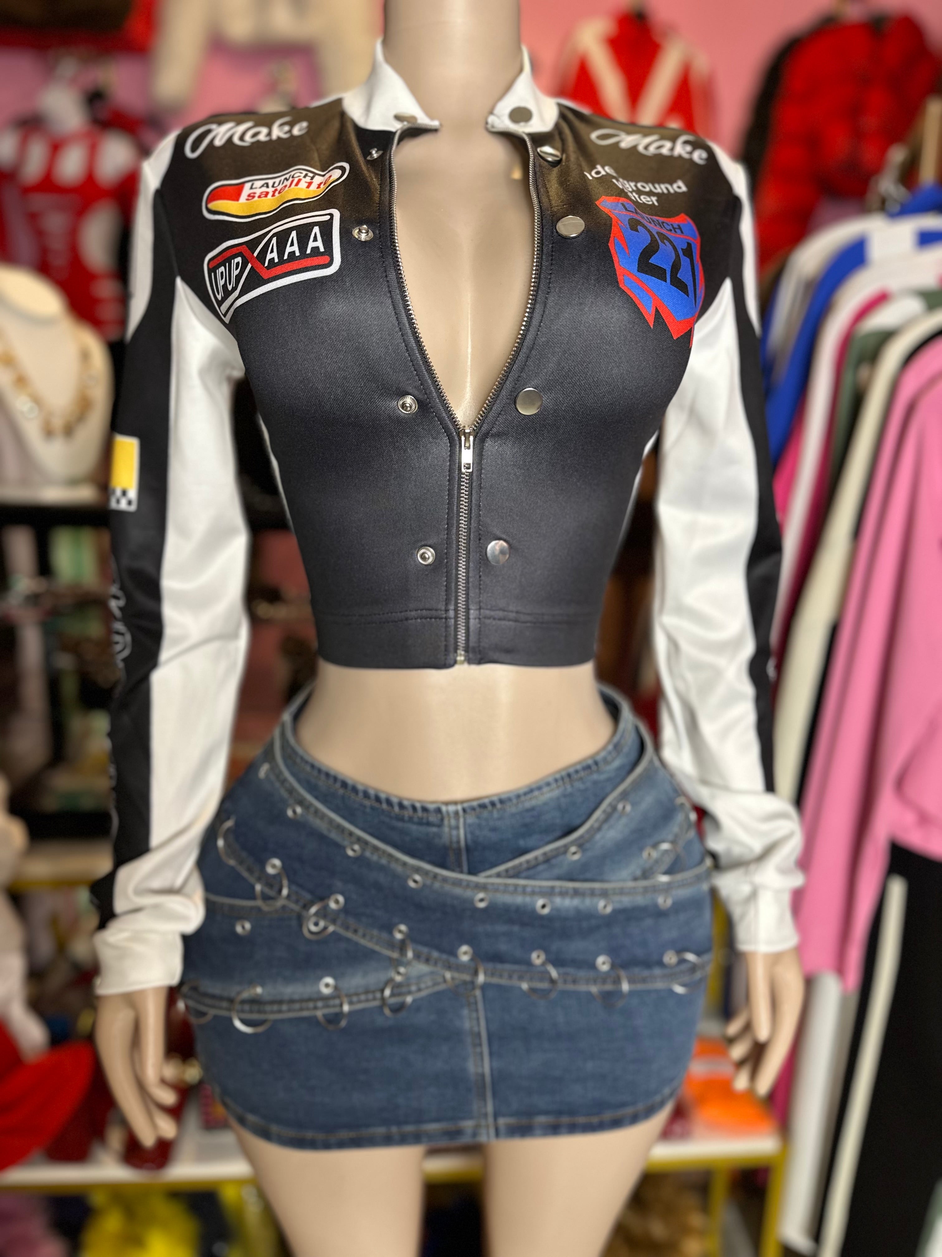 D-Ring Design Denim Mini Skirt Only