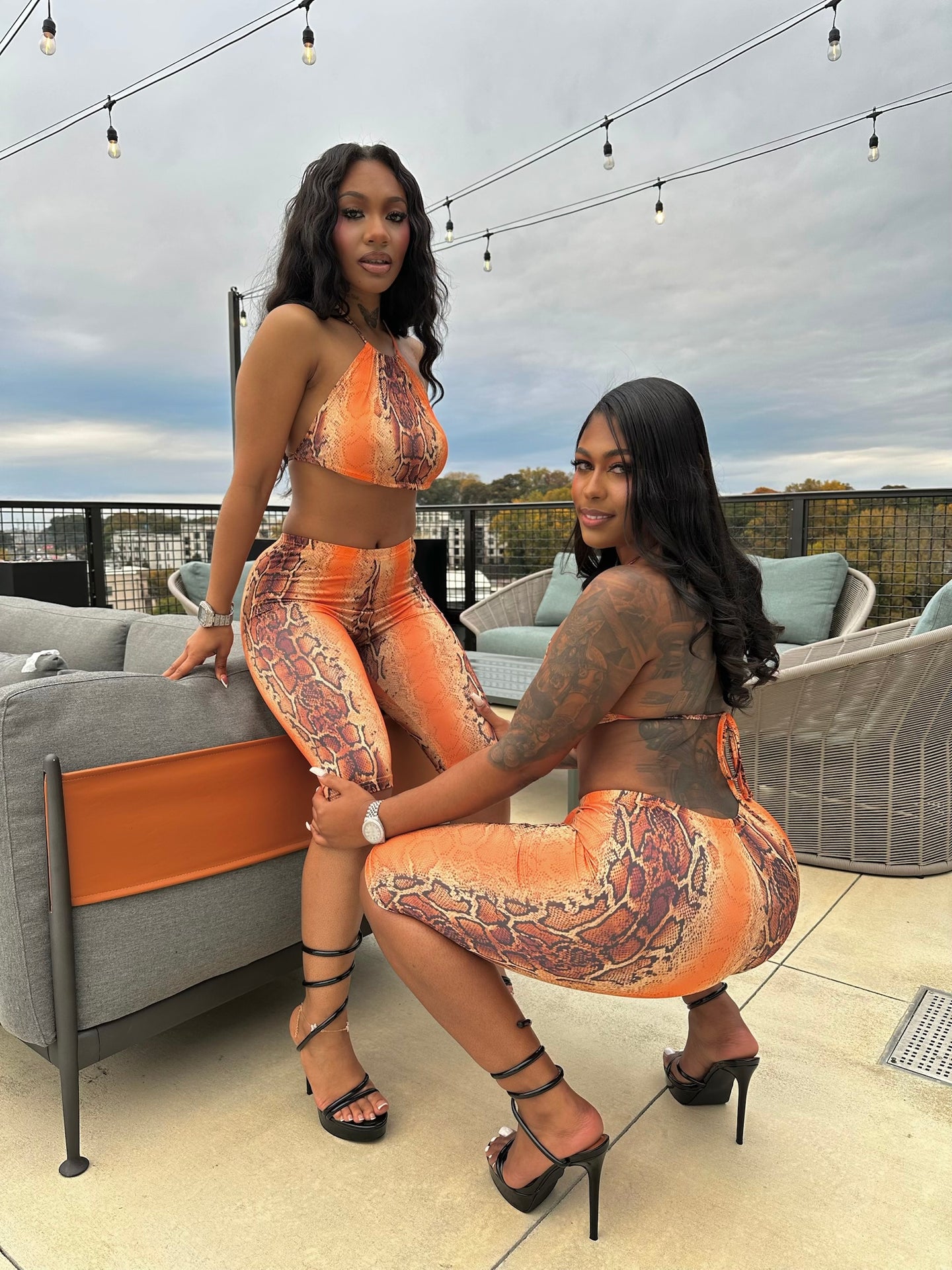 Venom Vision Halter Capri Set – Orange Python