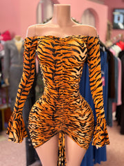 Caged Animal Ruched Dress