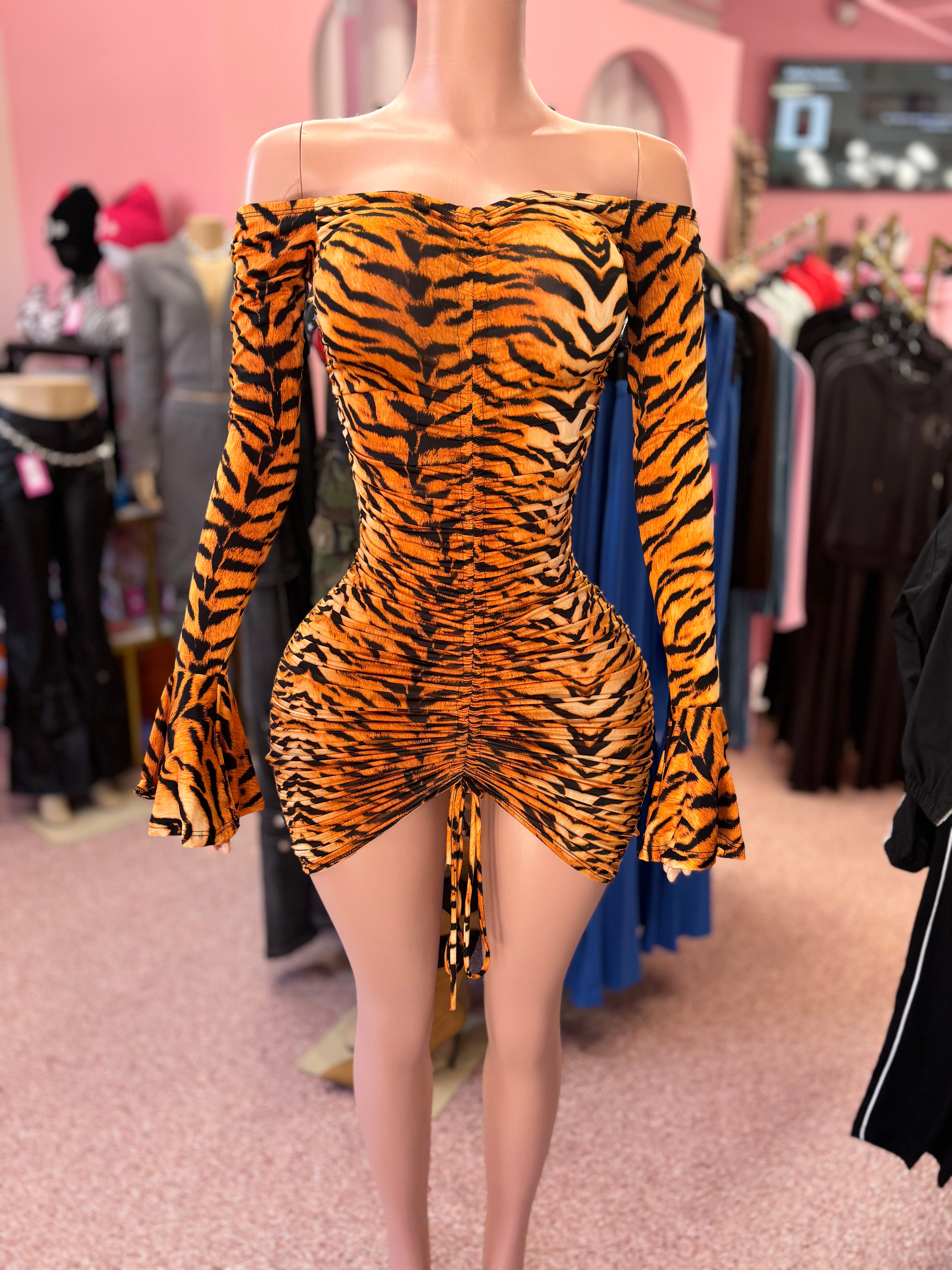 Caged Animal Ruched Dress