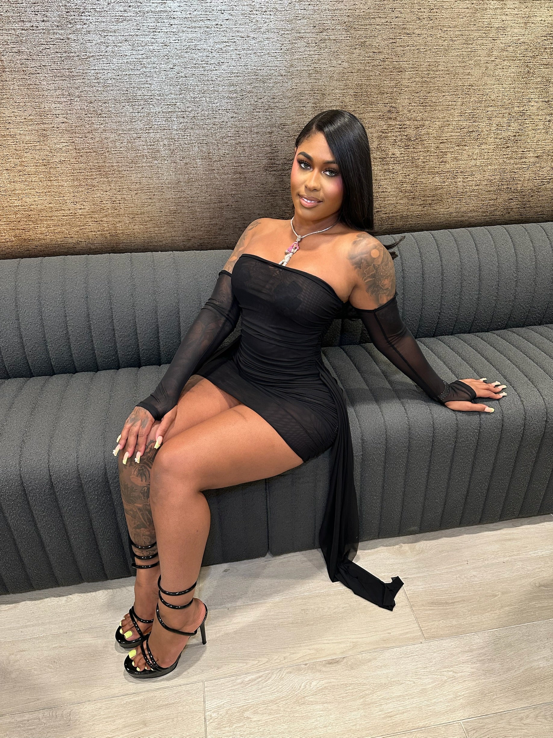 Slay The Night Sheer Mini Dress – Black