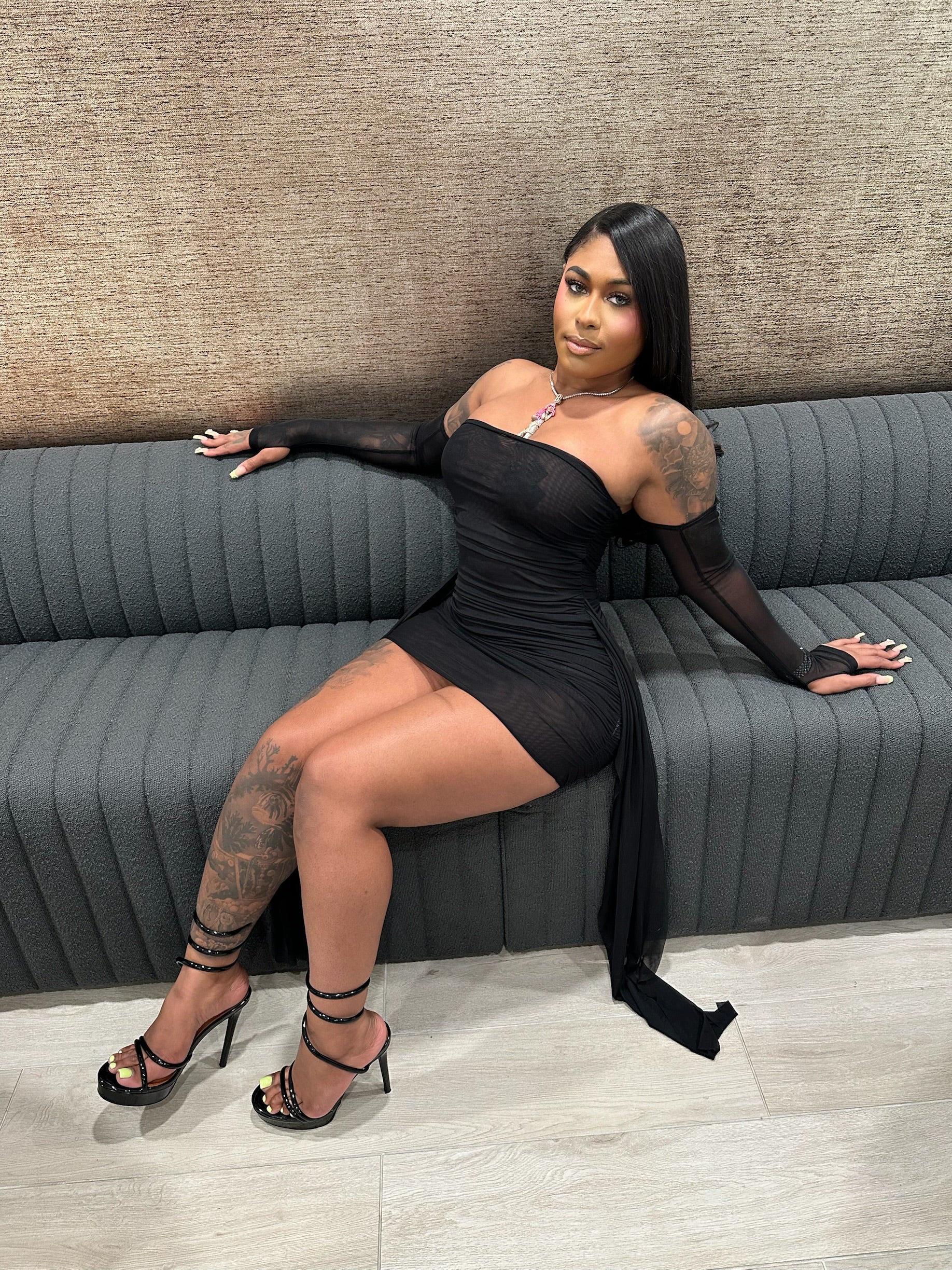 Slay The Night Sheer Mini Dress – Black