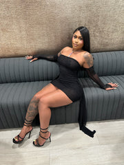 Slay The Night Sheer Mini Dress – Black