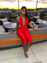 Sultry Scarlet Capri Jumpsuit- Red