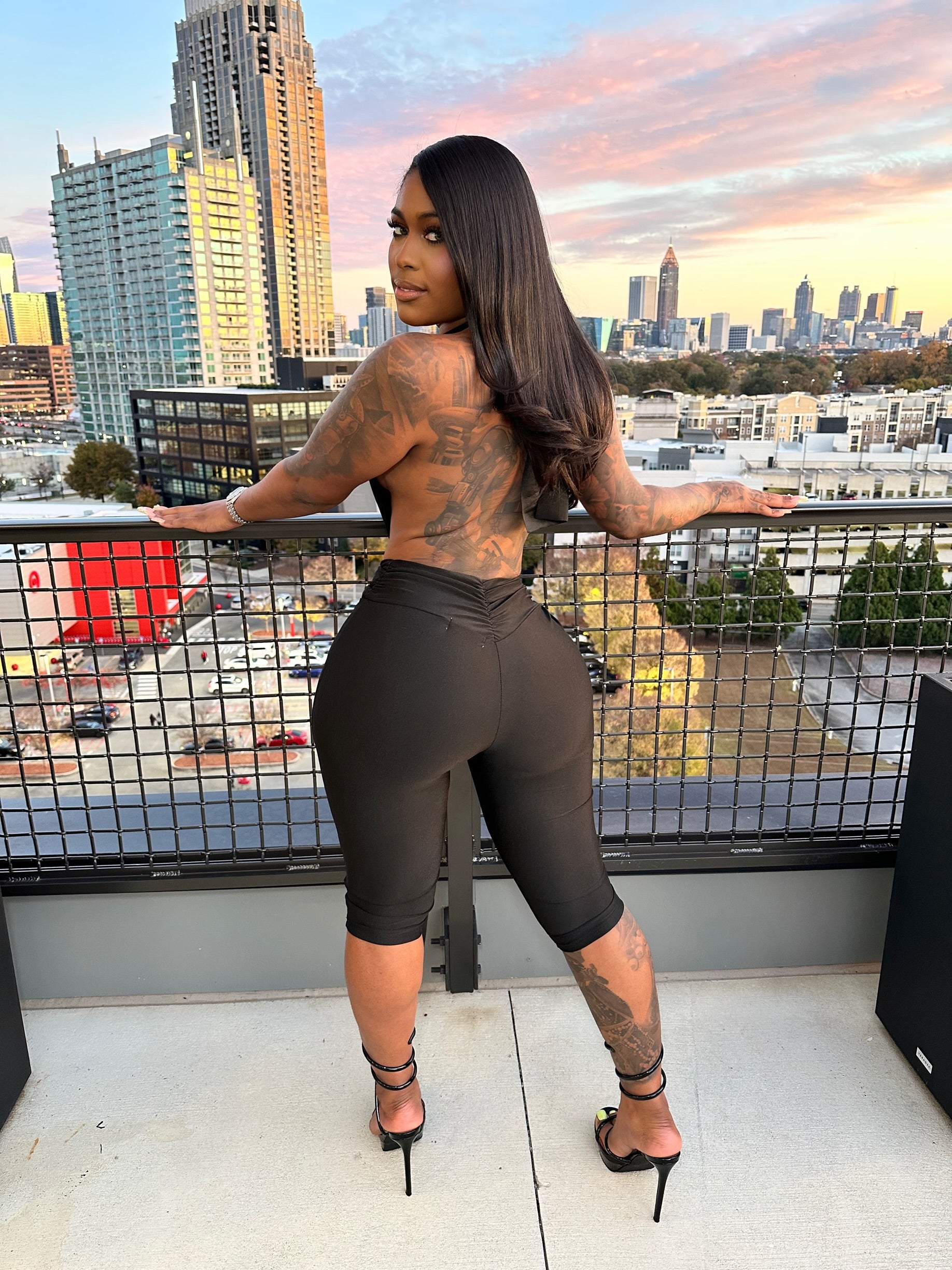 Sultry Scarlet Capri Jumpsuit- Black