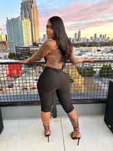 Sultry Scarlet Capri Jumpsuit- Black