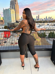 Sultry Scarlet Capri Jumpsuit- Black