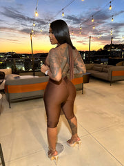 Sultry Scarlet Capri Jumpsuit- Brown