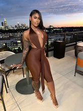 Sultry Scarlet Capri Jumpsuit- Brown