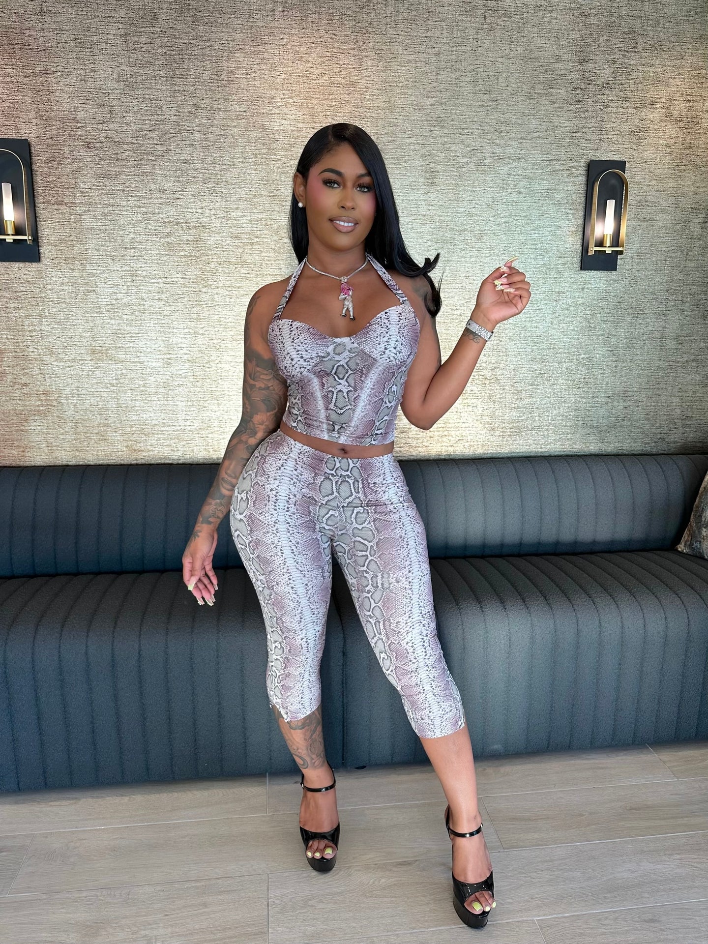 Python Pressure Capri Set – Snake Print