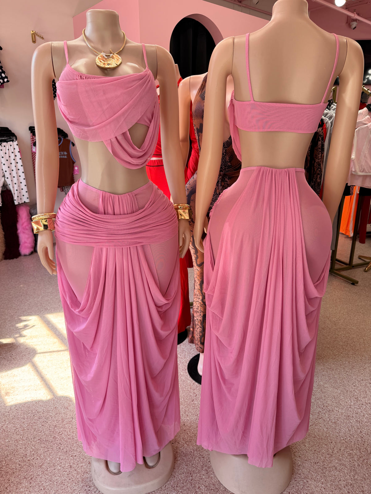 Draped In Desire Skirt Set – Pink 💕
