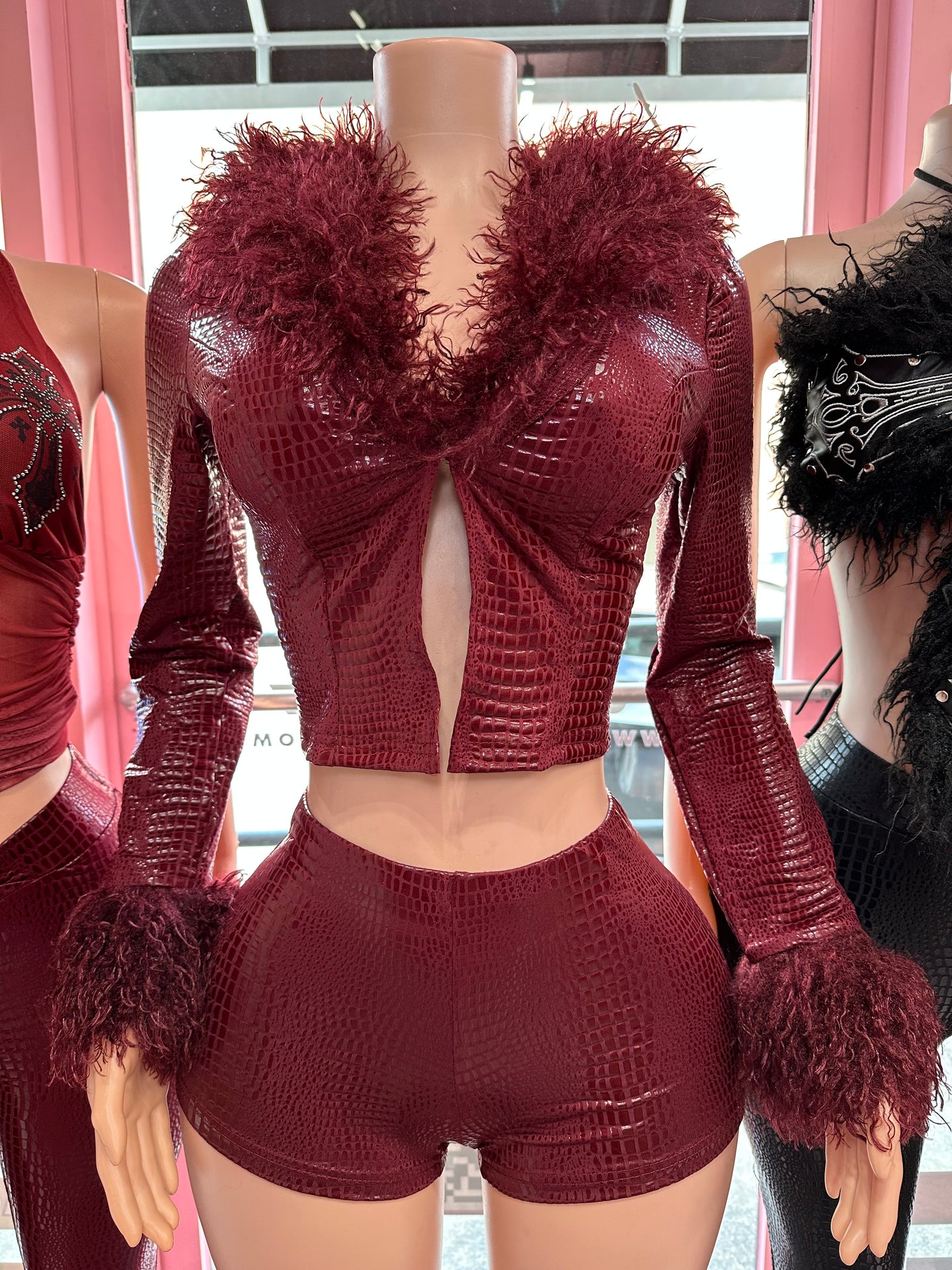 Foxy Fury Croc Set – Burgundy