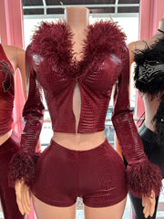 Foxy Fury Croc Set – Burgundy