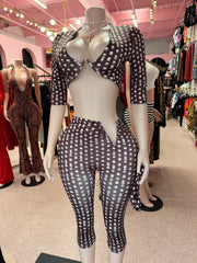 Brown Sugar Rush Capri Set W/Headband- Brown