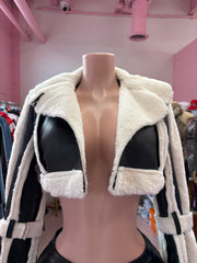 Frostbite Moto Crop Jacket – Black/Cream