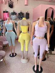 No Effort Needed Halter & Capri Set W/Headband