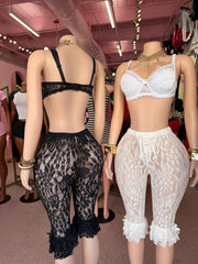 Barely Innocent Lace Capri Set – Black/White