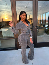 Washed Zip-Up Crop Jacket & Flare Jumpsuit Set- Black