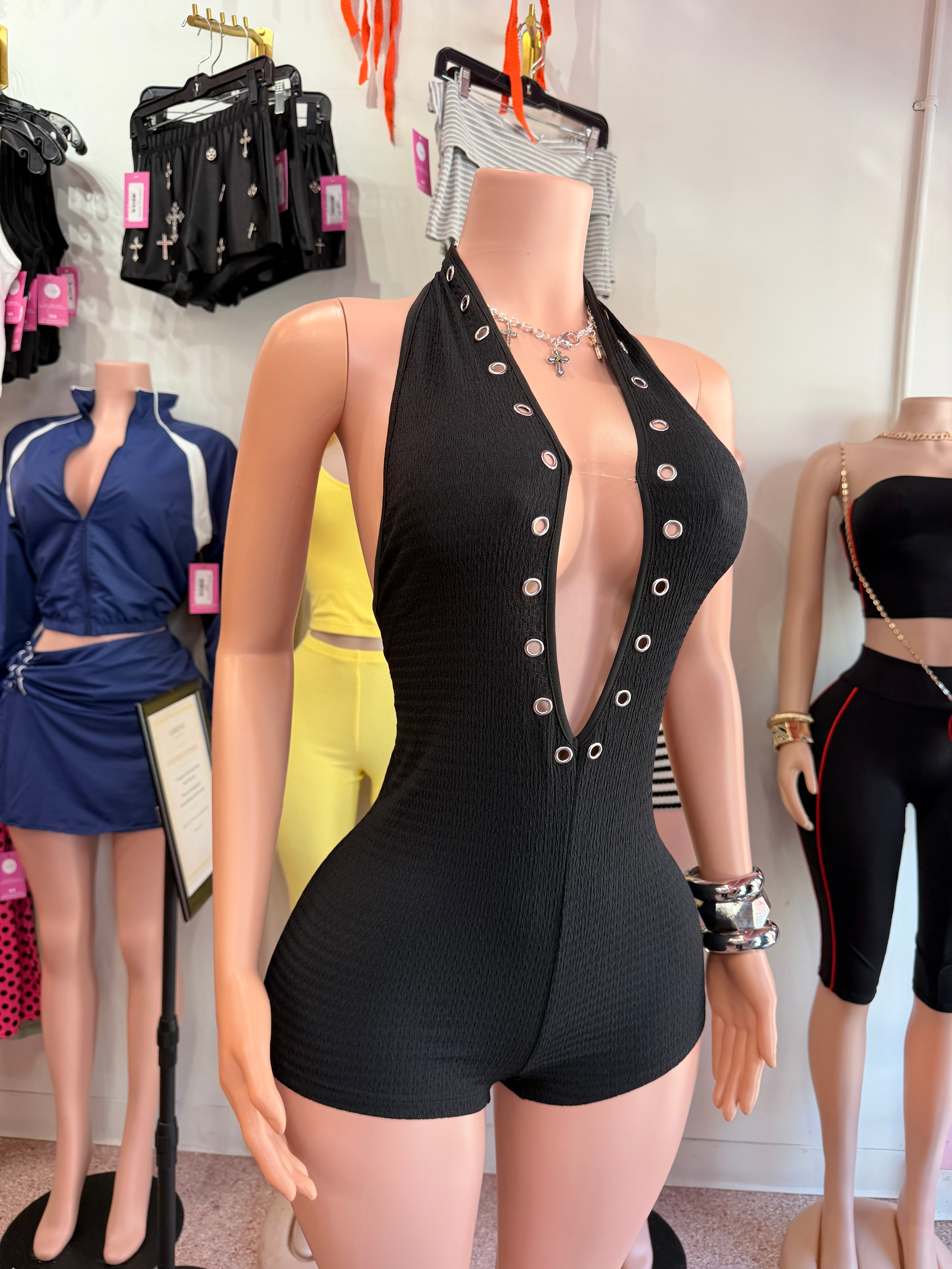 Under Pressure Halter Romper – Black