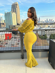 Melted Minerals Pant Set- Olive Yellow