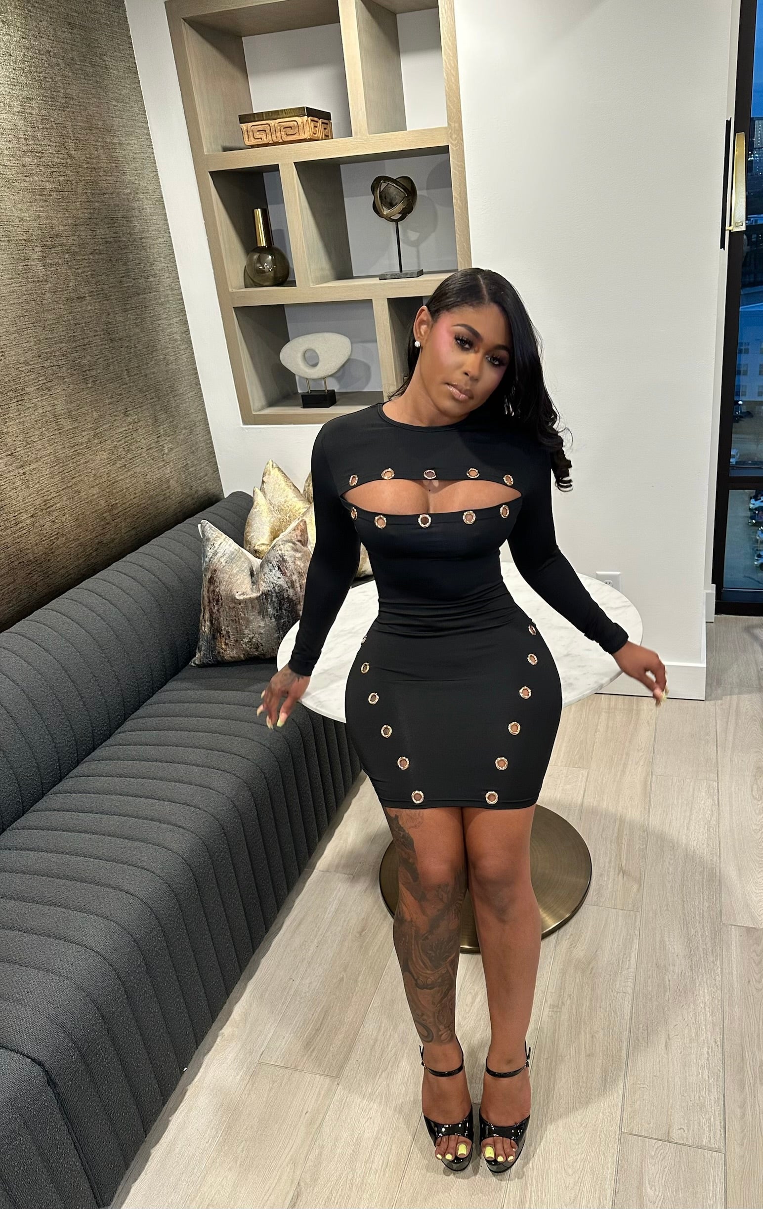 Hooked on You Bodycon Dress– Black