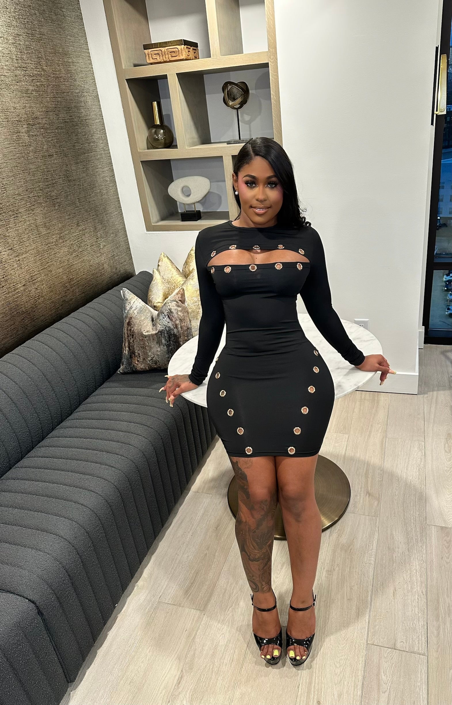 Hooked on You Bodycon Dress– Black