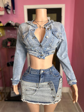 Catch Your Eye Distressed Denim Jacket & Skirt Set