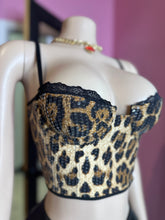 Leopard Print Sequin Lace Trim Corset Top