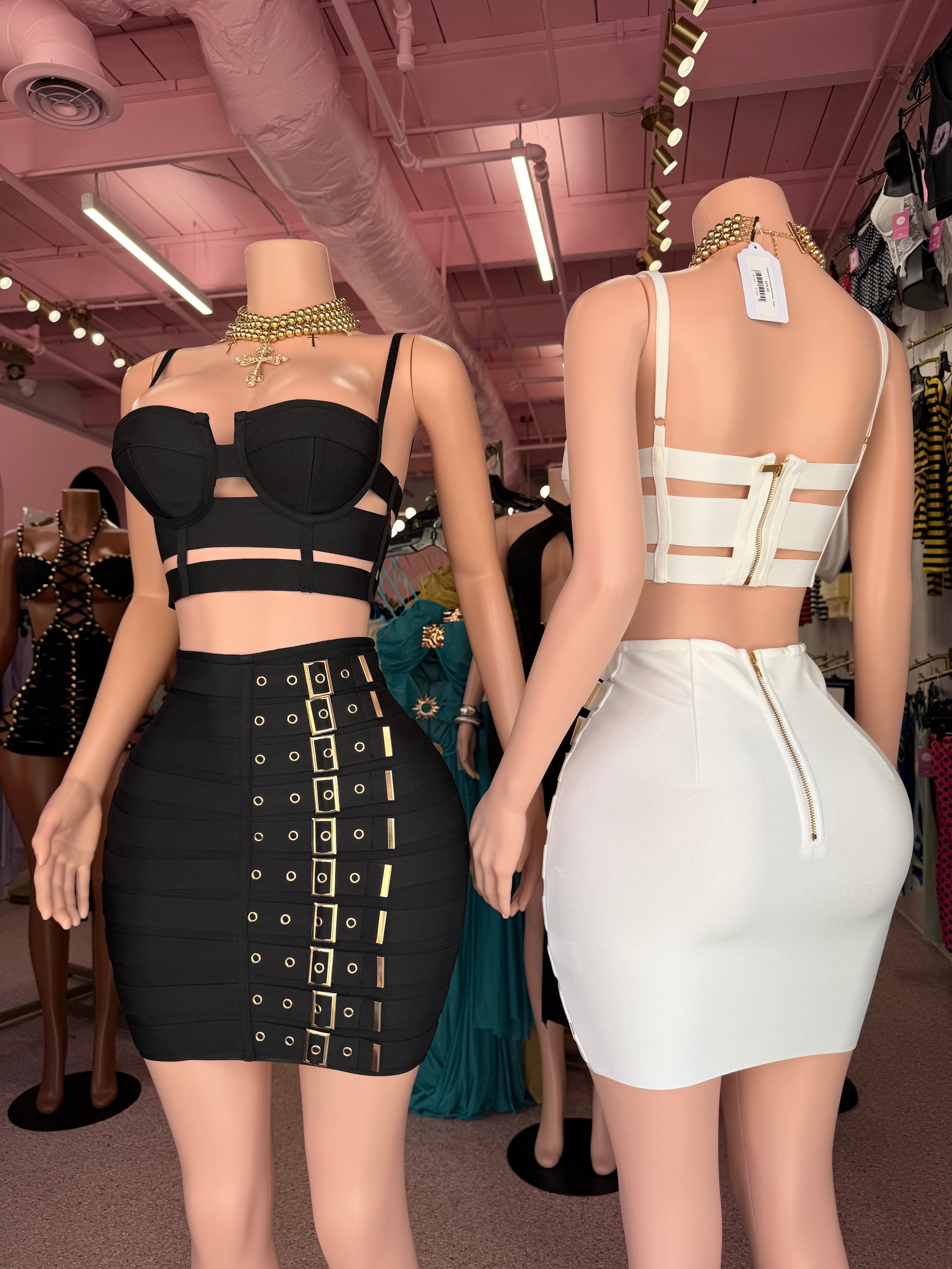 Buckle Me Down Bandage Skirt Set