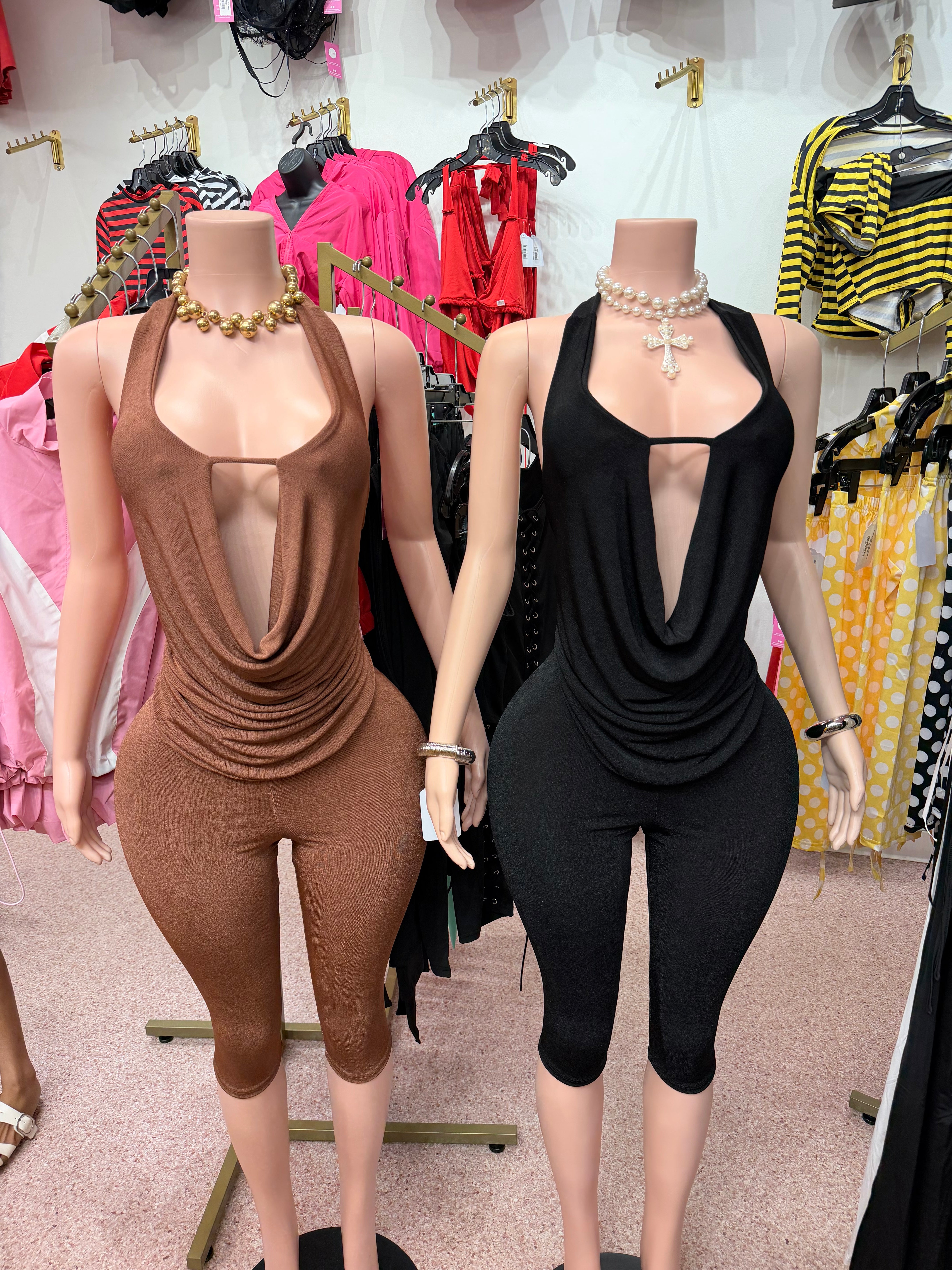 Keep It Between Us Halter & Capri Set 🤎🖤