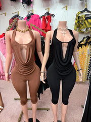 Keep It Between Us Halter & Capri Set 🤎🖤