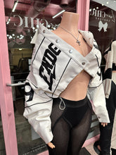 Cold World Cropped Bomber Jacket – White/Black