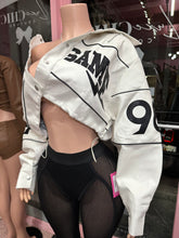 Cold World Cropped Bomber Jacket – White/Black