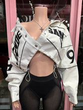 Cold World Cropped Bomber Jacket – White/Black