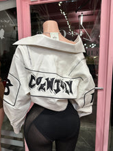 Cold World Cropped Bomber Jacket – White/Black